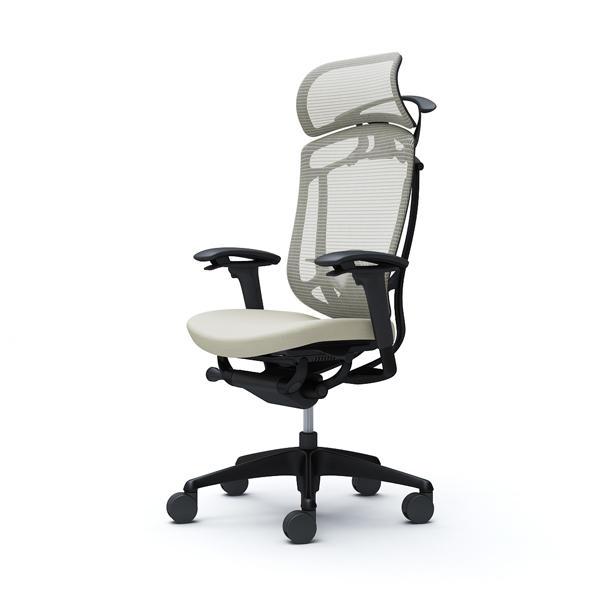 『代引不可』『受注生産品』オカムラ オフィスチェア コンテッサ セコンダ エクストラハイバック 大型固定ヘッドレスト ブラックフレーム ブラックボディ 座クッション アジャストアーム ランバーサポート付 ハンガー付 ホワイト CC88MS FPC2『送料無料（一部地域除く）』