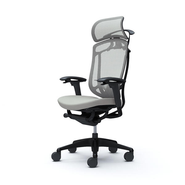 『代引不可』『受注生産品』オカムラ オフィスチェア コンテッサ セコンダ エクストラハイバック 大型固定ヘッドレスト ブラックフレーム ブラックボディ 座クッション アジャストアーム ランバーサポート付 ハンガー付 ライトグレー CC88MS FPC3『送料無料（一部地域除く）』