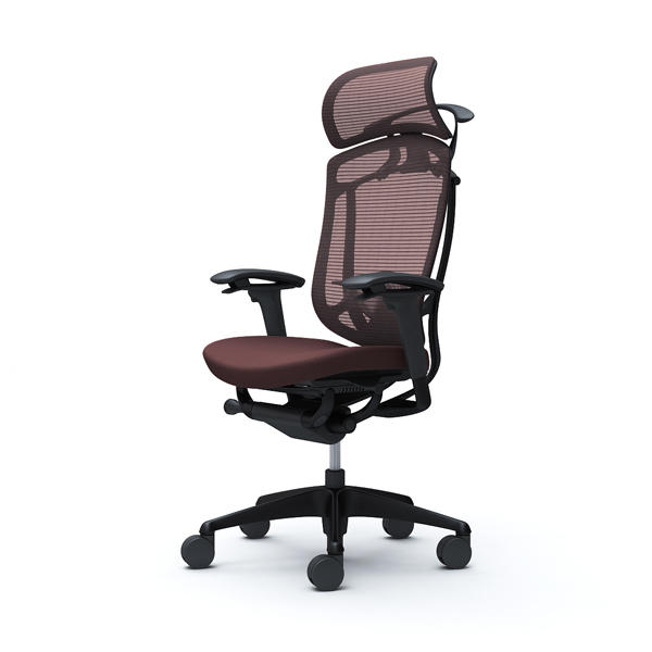 『代引不可』『受注生産品』オカムラ オフィスチェア コンテッサ セコンダ エクストラハイバック 大型固定ヘッドレスト ブラックフレーム ブラックボディ 座クッション アジャストアーム ランバーサポート付 ハンガー付 ダークブラウン『送料無料（一部地域除く）』
