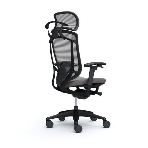 『代引不可』『受注生産品』オカムラ オフィスチェア コンテッサ セコンダ エクストラハイバック 大型固定ヘッドレスト ブラックフレーム ブラックボディ 座クッション アジャストアーム ランバーサポート付 ハンガー付 ミディアムグレー『送料無料（一部地域除く）』_1