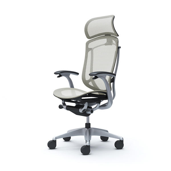 【受注生産品】 オカムラ オフィスチェア コンテッサ セコンダ エクストラハイバック 大型固定ヘッドレスト シルバーフレーム ブラックボディ 座メッシュ デザインアーム ホワイト CC45GR FPG2『送料無料（一部地域除く）』の通販は 107,415円