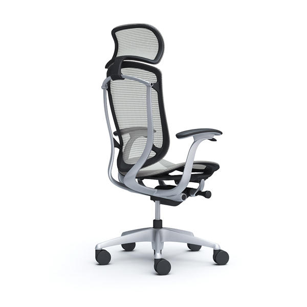 『代引不可』『受注生産品』オカムラ オフィスチェア コンテッサ セコンダ エクストラハイバック 大型固定ヘッドレスト シルバーフレーム ブラックボディ 座メッシュ デザインアーム ライトグレー CC45GR FPG3『送料無料（一部地域除く）』_1