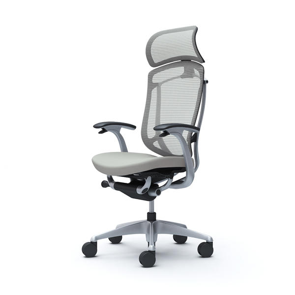 『代引不可』『受注生産品』オカムラ オフィスチェア コンテッサ セコンダ エクストラハイバック 大型固定ヘッドレスト シルバーフレーム ブラックボディ 座クッション デザインアーム ライトグレー CC47GR FPC3『送料無料（一部地域除く）』