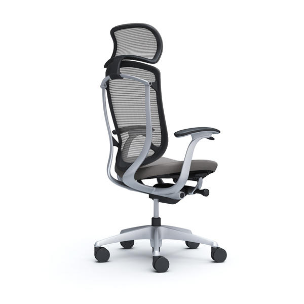 『代引不可』『受注生産品』オカムラ オフィスチェア コンテッサ セコンダ エクストラハイバック 大型固定ヘッドレスト シルバーフレーム ブラックボディ 座クッション デザインアーム ミディアムグレー CC47GR FPD2『送料無料（一部地域除く）』_1