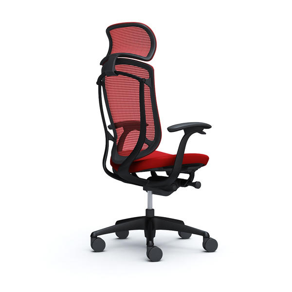 『代引不可』『受注生産品』オカムラ オフィスチェア コンテッサ セコンダ エクストラハイバック 大型固定ヘッドレスト ブラックフレーム ブラックボディ 座クッション デザインアーム レッド CC47MR FPC9『送料無料（一部地域除く）』_1