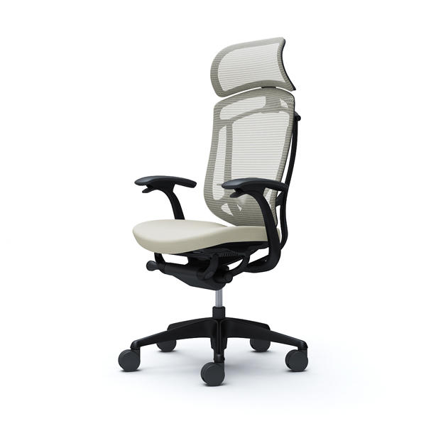『代引不可』『受注生産品』オカムラ オフィスチェア コンテッサ セコンダ エクストラハイバック 大型固定ヘッドレスト ブラックフレーム ブラックボディ 座クッション デザインアーム ランバーサポート付 ホワイト CC47MS FPC2『送料無料（一部地域除く）』