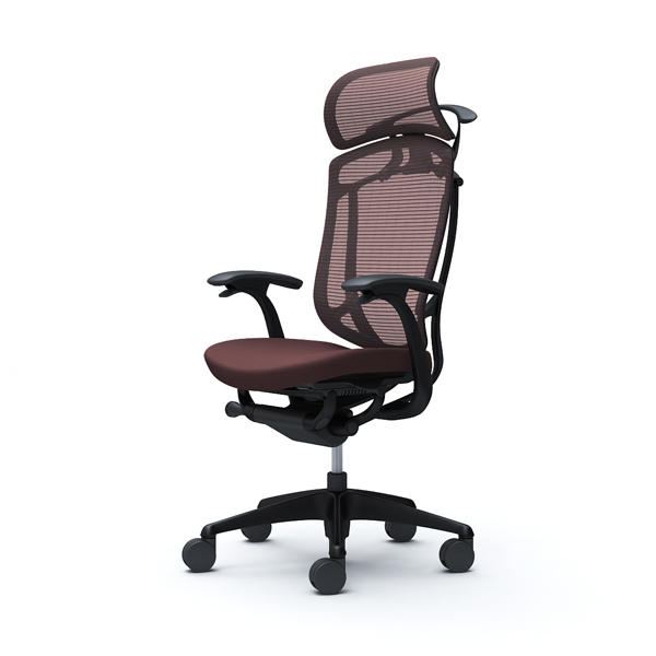 『代引不可』『受注生産品』オカムラ オフィスチェア コンテッサ セコンダ エクストラハイバック 大型固定ヘッドレスト ブラックフレーム ブラックボディ 座クッション デザインアーム ハンガー付 ダークブラウン CC48MR FPC8『送料無料（一部地域除く）』