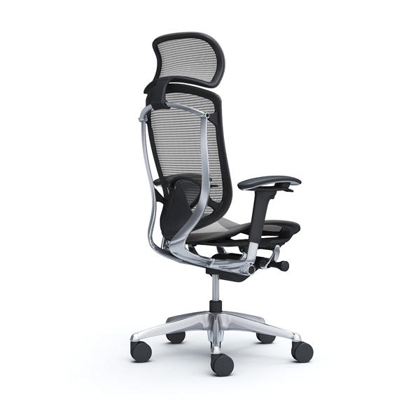 『代引不可』『受注生産品』オカムラ オフィスチェア コンテッサ セコンダ エクストラハイバック 大型固定ヘッドレスト ポリッシュフレーム ブラックボディ 座メッシュ アジャストアーム ランバーサポート付 ミディアムグレー CC85BS FPH2『送料無料（一部地域除く）』_1