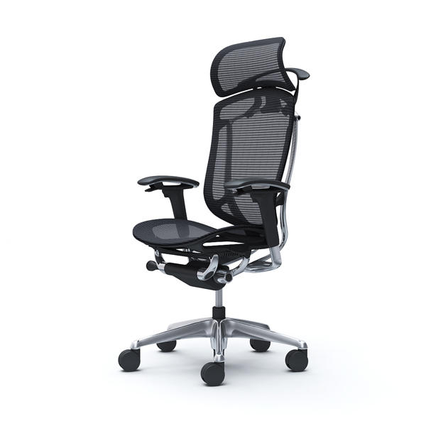 【受注生産品】 オカムラ オフィスチェア コンテッサ セコンダ エクストラハイバック 大型固定ヘッドレスト ポリッシュフレーム ブラックボディ 座メッシュ アジャストアーム ハンガー付 ブラック CC86BR FPG1『送料無料（一部地域除く）』の通販は