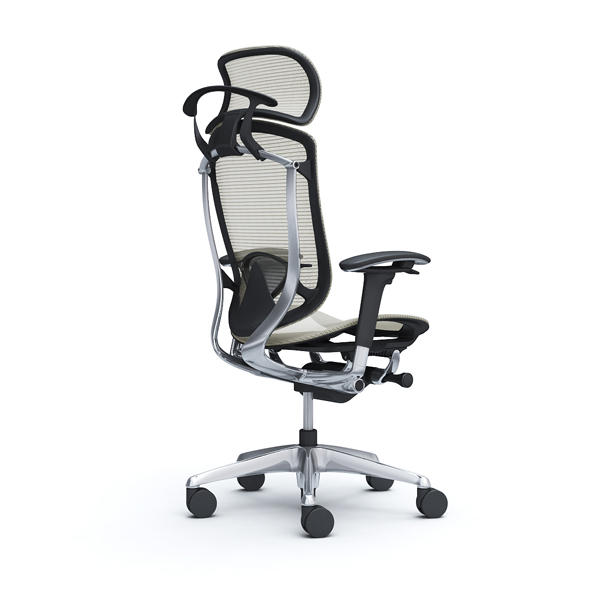 『代引不可』『受注生産品』オカムラ オフィスチェア コンテッサ セコンダ エクストラハイバック 大型固定ヘッドレスト ポリッシュフレーム ブラックボディ 座メッシュ アジャストアーム ランバーサポート付 ハンガー付 ホワイト CC86BS FPG2『送料無料（一部地域除く）』_1