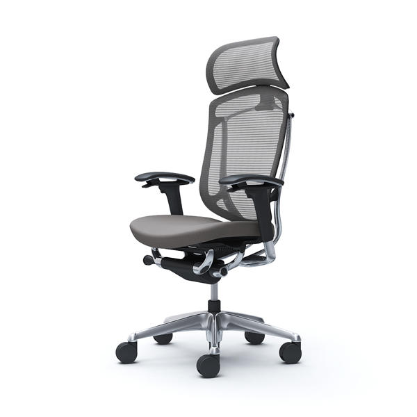 『代引不可』『受注生産品』オカムラ オフィスチェア コンテッサ セコンダ エクストラハイバック 大型固定ヘッドレスト ポリッシュフレーム ブラックボディ 座クッション アジャストアーム ミディアムグレー CC87BR FPD2『送料無料（一部地域除く）』