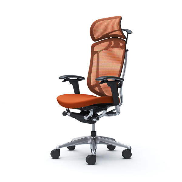 【受注生産品】 オカムラ オフィスチェア コンテッサ セコンダ エクストラハイバック 大型固定ヘッドレスト ポリッシュフレーム ブラックボディ 座クッション アジャストアーム ハンガー付 オレンジレッド CC88BR FPD8『送料無料（一部地域除く）』の通販は