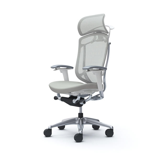 【受注生産品】 オカムラ オフィスチェア コンテッサ セコンダ エクストラハイバック 大型固定ヘッドレスト ポリッシュフレーム ホワイトボディ 座クッション アジャストアーム ハンガー付 ライトグレー CC88BW FPC3『送料無料（一部地域除く）』の通販は 269,720円