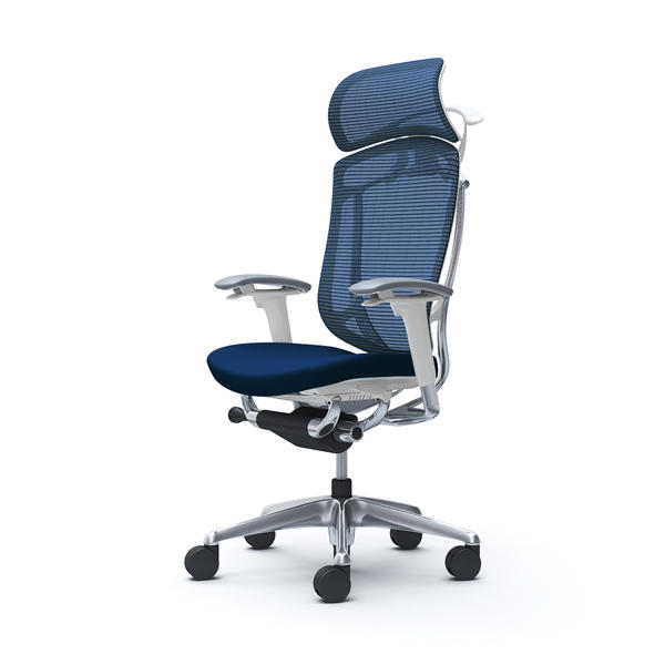 【受注生産品】 オカムラ オフィスチェア コンテッサ セコンダ エクストラハイバック 大型固定ヘッドレスト ポリッシュフレーム ホワイトボディ 座クッション アジャストアーム ハンガー付 ダークブルー CC88BW FPC4『送料無料（一部地域除く）』の通販は 269,720円