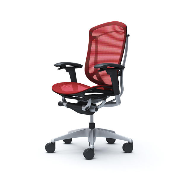 【受注生産品】 オカムラ オフィスチェア コンテッサ セコンダ ハイバック シルバーフレーム ブラックボディ 座メッシュ アジャストアーム レッド CC81GR FPG9『送料無料（一部地域除く）』の通販は 100,320円