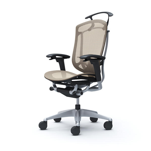 【受注生産品】 オカムラ オフィスチェア コンテッサ セコンダ ハイバック シルバーフレーム ブラックボディ 座メッシュ アジャストアーム ランバーサポート付 ハンガー付 ベージュ CC82GS FPG7『送料無料（一部地域除く）』の通販は