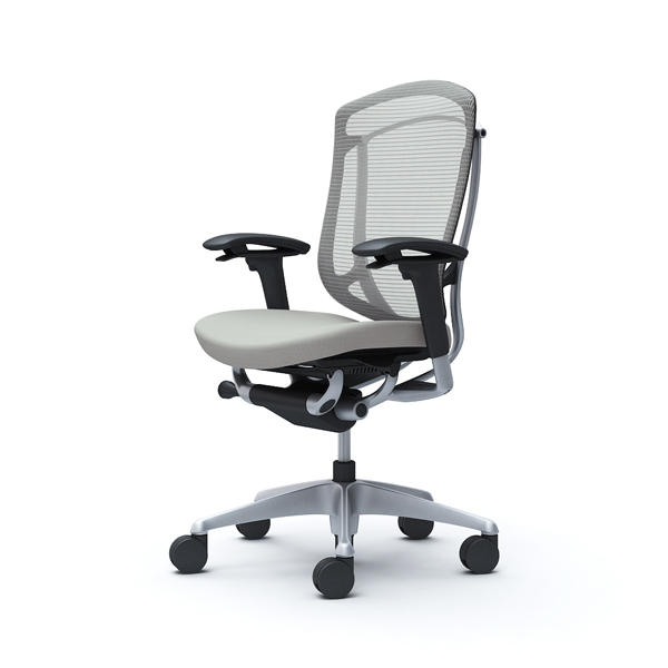 【受注生産品】 オカムラ オフィスチェア コンテッサ セコンダ ハイバック シルバーフレーム ブラックボディ 座クッション アジャストアーム ライトグレー CC83GR FPC3『送料無料（一部地域除く）』の通販は