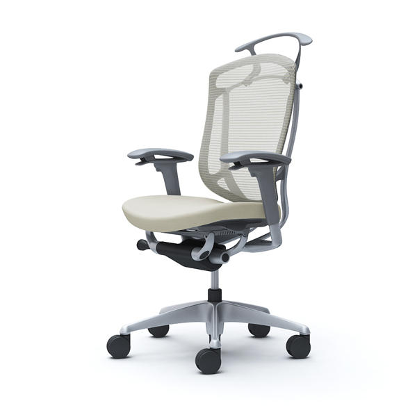 【受注生産品】 オカムラ オフィスチェア コンテッサ セコンダ ハイバック シルバーフレーム グレーボディ 座クッション アジャストアーム ハンガー付 ホワイト CC84GA FPC2『送料無料（一部地域除く）』の通販は 223,740円