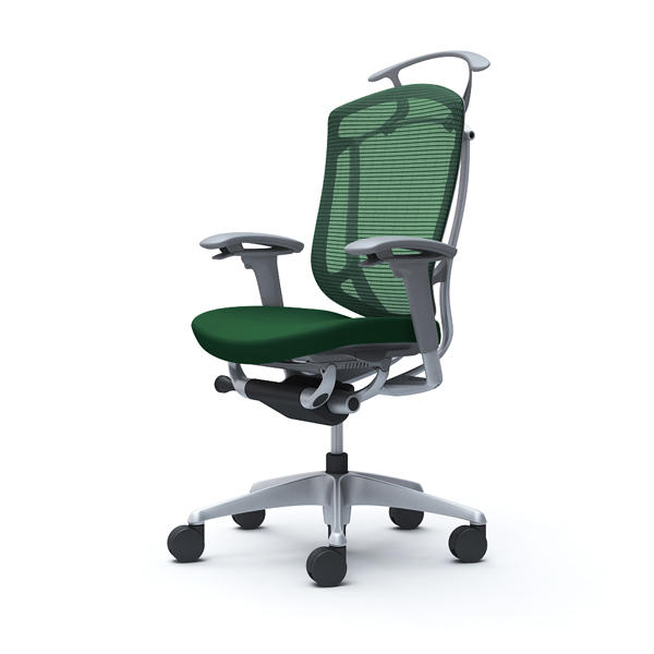 【受注生産品】 オカムラ オフィスチェア コンテッサ セコンダ ハイバック シルバーフレーム グレーボディ 座クッション アジャストアーム ハンガー付 ダークグリーン CC84GA FPD5『送料無料（一部地域除く）』の通販は 223,740円