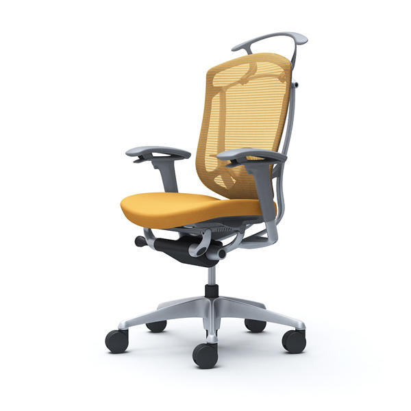 【受注生産品】 オカムラ オフィスチェア コンテッサ セコンダ ハイバック シルバーフレーム グレーボディ 座クッション アジャストアーム ランバーサポート付 ハンガー付 イエロー CC84GE FPD9『送料無料（一部地域除く）』の通販は 236,720円