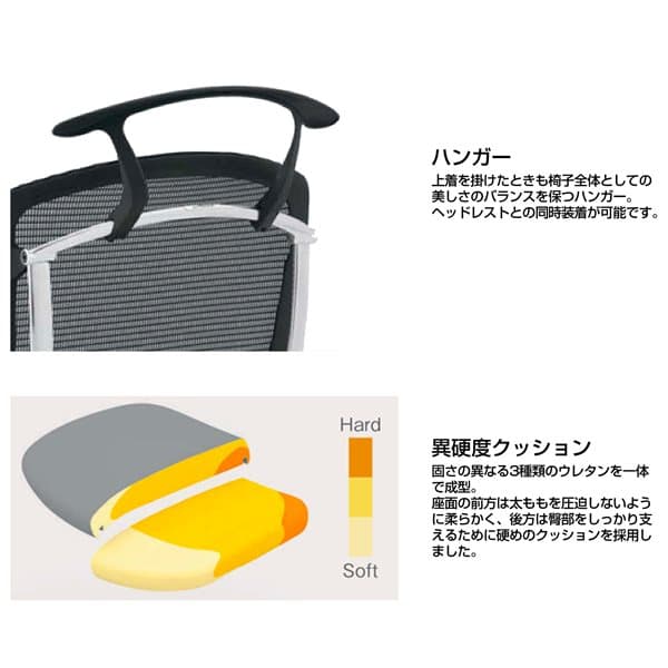 『代引不可』『受注生産品』オカムラ オフィスチェア コンテッサ セコンダ ハイバック シルバーフレーム グレーボディ 座クッション デザインアーム ハンガー付 ミディアムグレー CC44GA FPD2『送料無料（一部地域除く）』_2