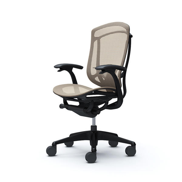 【受注生産品】 オカムラ オフィスチェア コンテッサ セコンダ ハイバック ブラックフレーム ブラックボディ 座メッシュ デザインアーム ランバーサポート付 ベージュ CC41MS FPG7『送料無料（一部地域除く）』の通販は