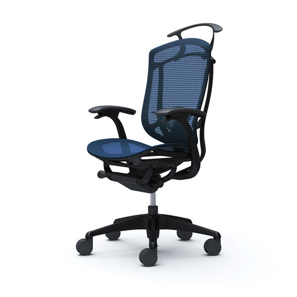 【受注生産品】 オカムラ オフィスチェア コンテッサ セコンダ ハイバック ブラックフレーム ブラックボディ 座メッシュ デザインアーム ランバーサポート付 ハンガー付 ダークブルー CC42MS FPG4『送料無料（一部地域除く）』の通販は 221,320円