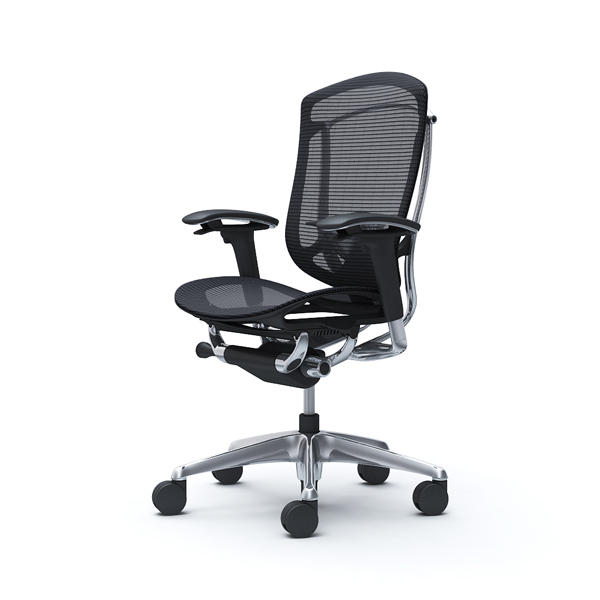 【受注生産品】 オカムラ オフィスチェア コンテッサ セコンダ ハイバック ポリッシュフレーム ブラックボディ 座メッシュ アジャストアーム ランバーサポート付 ブラック CC81BS FPG1『送料無料（一部地域除く）』の通販は 115,060円