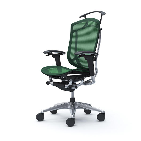 【受注生産品】 オカムラ オフィスチェア コンテッサ セコンダ ハイバック ポリッシュフレーム ブラックボディ 座メッシュ アジャストアーム ハンガー付 ダークグリーン CC82BR FPH5『送料無料（一部地域除く）』の通販は