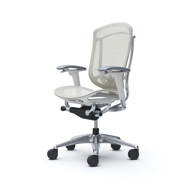 【受注生産品】 オカムラ オフィスチェア コンテッサ セコンダ ハイバック ポリッシュフレーム ホワイトボディ 座メッシュ アジャストアーム ランバーサポート付 ホワイト CC81BZ FPG2『送料無料（一部地域除く）』の通販は 115,060円