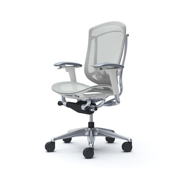 【受注生産品】 オカムラ オフィスチェア コンテッサ セコンダ ハイバック ポリッシュフレーム ホワイトボディ 座メッシュ アジャストアーム ランバーサポート付 ライトグレー CC81BZ FPG3『送料無料（一部地域除く）』の通販は 230,120円