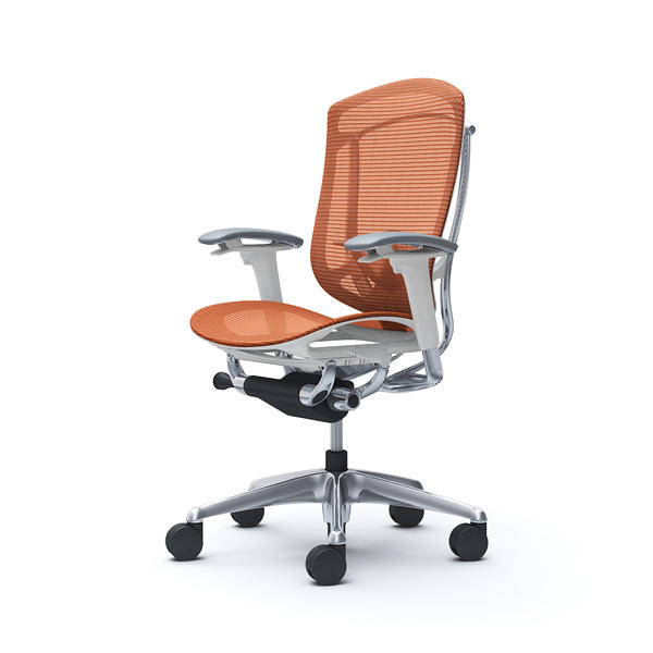 【受注生産品】 オカムラ オフィスチェア コンテッサ セコンダ ハイバック ポリッシュフレーム ホワイトボディ 座メッシュ アジャストアーム ランバーサポート付 オレンジレッド CC81BZ FPH8『送料無料（一部地域除く）』の通販は 230,120円