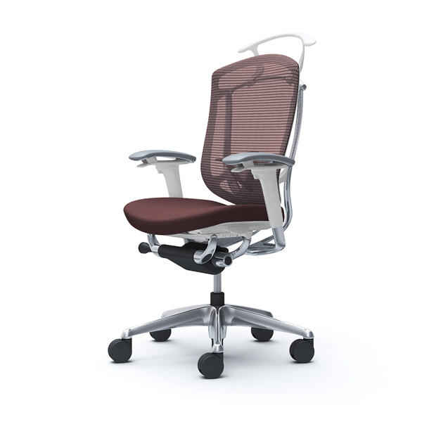 【受注生産品】 オカムラ オフィスチェア コンテッサ セコンダ ハイバック ポリッシュフレーム ホワイトボディ 座クッション アジャストアーム ランバーサポート付 ハンガー付 ダークブラウン CC84BZ FPC8『送料無料（一部地域除く）』の通販は