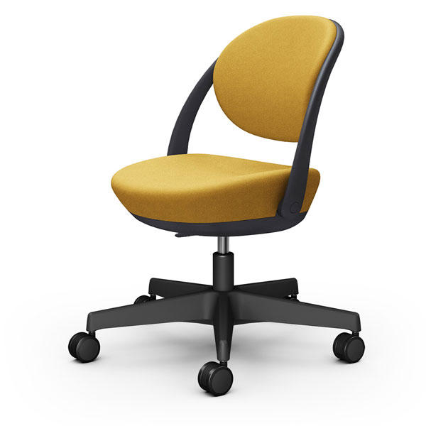 オカムラ チェア パラベル スタンダードタイプ ブラックボディ ウレタンキャスター インターロック布 イエロー 8CBACR FXW7『送料無料（一部地域除く）』の通販は 43,758円