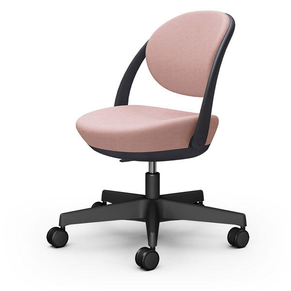 オカムラ チェア パラベル スタンダードタイプ ブラックボディ ウレタンキャスター インターロック布 ペールピンク 8CBACR FXW8『送料無料（一部地域除く）』の通販は