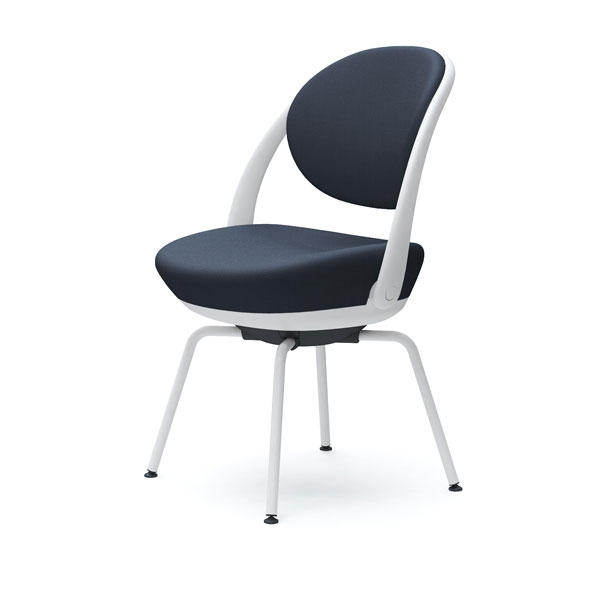 オカムラ チェア パラベル スタンダードタイプ ホワイトボディ スチール4本脚 ツイル布 ダークブルー 8CBAGW FKY4『送料無料（一部地域除く）』