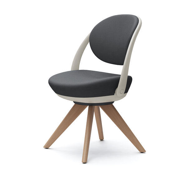 オカムラ チェア パラベル スタンダードタイプ ライトグレージュボディ 木製4本脚 ツイル布 ダークグレー 8CBAYL FKY1『送料無料（一部地域除く）』の通販は