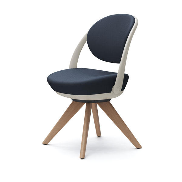 青色 布地 木製フレーム 1人掛けソファ ブランドOKAMURA オカムラ