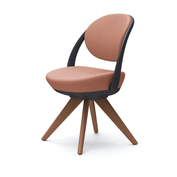 オカムラ チェア パラベル スタンダードタイプ ブラックボディ 木製4本脚 ツイル布 ペールピンク 8CBAYR FKZ7『送料無料（一部地域除く）』の通販は 49,962円