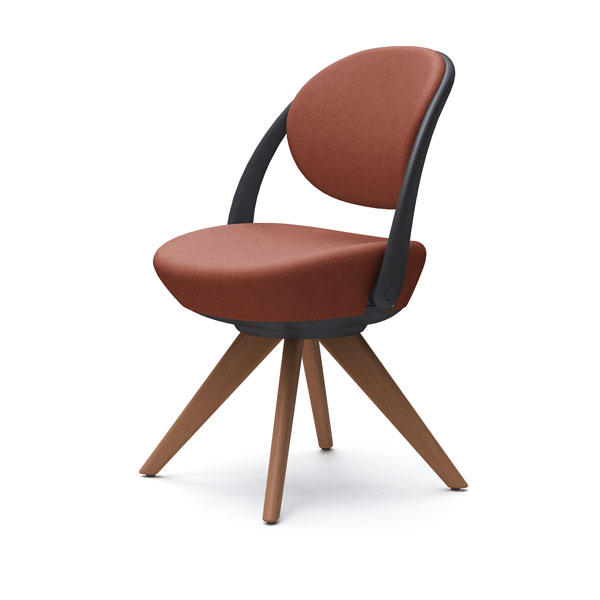 オカムラ チェア パラベル カバーリングタイプ ブラックボディ 木製4本脚 インターロック布 テラコッタ 8CBAYS FXW6『送料無料（一部地域除く）』の通販は