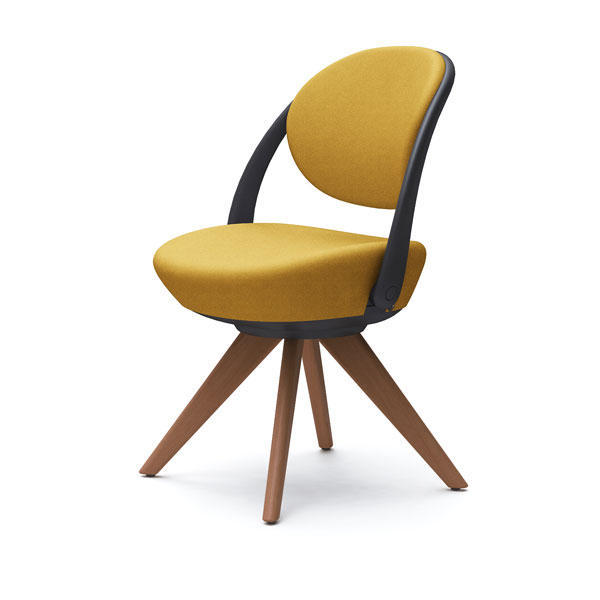オカムラ チェア パラベル カバーリングタイプ ブラックボディ 木製4本脚 インターロック布 イエロー 8CBAYS FXW7『送料無料（一部地域除く）』
