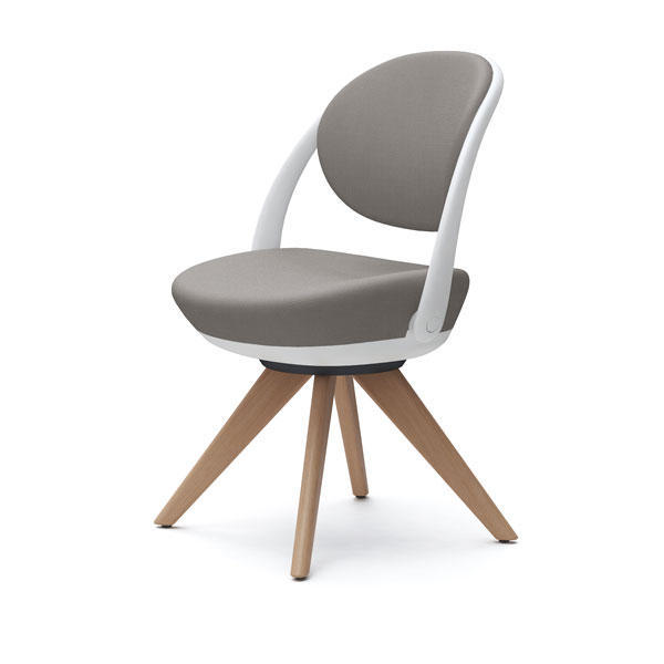 オカムラ チェア パラベル スタンダードタイプ ホワイトボディ 木製4本脚 ツイル布 ライトグレー 8CBAYW FKY3『送料無料（一部地域除く）』