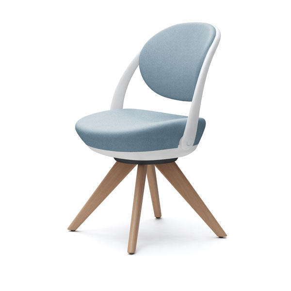 オカムラ チェア パラベル スタンダードタイプ ホワイトボディ 木製4本脚 インターロック布 セージ 8CBAYW FXW9『送料無料（一部地域除く）』の通販は