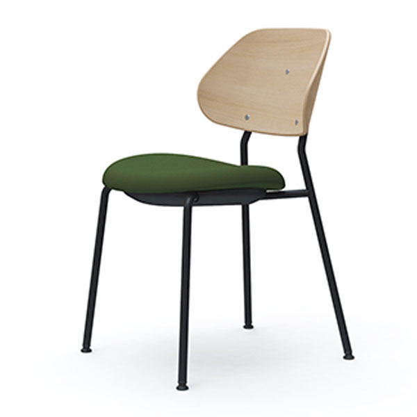 オカムラ チェア アミタ 座張りタイプ ブラックフレーム ライトシェル 4本脚 ツイル地 ダークグリーン L457AG FKY5『送料無料（一部地域除く）』の通販は