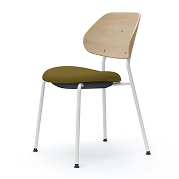 オカムラ チェア アミタ 座張りタイプ ホワイトフレーム ライトシェル 4本脚 ツイル地 イエローグリーン L457AH FKY9『送料無料（一部地域除く）』の通販は