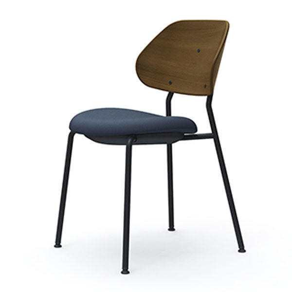 オカムラ チェア アミタ 座張りタイプ ブラックフレーム ダークシェル 4本脚 インターロック地 インディゴ L457AP FXW4『送料無料（一部地域除く）』の通販は 26,257円