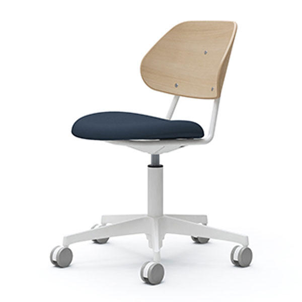 オカムラ チェア アミタ 座張りタイプ ホワイトフレーム ライトシェル 5本脚キャスター ツイル地 ダークブルー L457EH FKY4『送料無料（一部地域除く）』の通販は