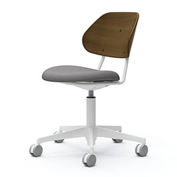 オカムラ チェア アミタ 座張りタイプ ホワイトフレーム ダークシェル 5本脚キャスター インターロック地 グレー L457EQ FXW1『送料無料（一部地域除く）』の通販は