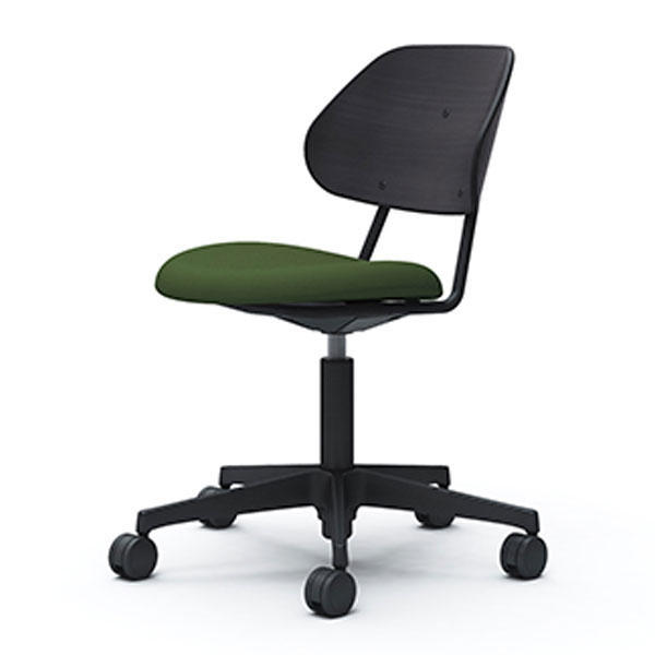 オカムラ チェア アミタ 座張りタイプ ブラックフレーム ブラックシェル 5本脚キャスター ツイル地 ダークグリーン L457EZ FKY5『送料無料（一部地域除く）』の通販は