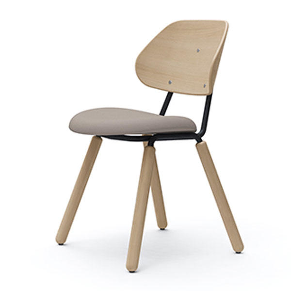 オカムラ チェア アミタ 座張りタイプ ブラックフレーム ライトシェル 木脚 ツイル地 ベージュ L457FG FKY7『送料無料（一部地域除く）』の通販は